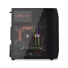 Obudowa PC KRUX Astro Cube Czarny — obudowa cube, obsługuje micro ATX/mini‑ITX, 1×3,5 cala + 2×2,5 cala wnęki, okno boczne, maks. zasilacz 28 cm, maks. wysokość chłodzenia 136 mm