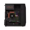 Obudowa PC KRUX Astro Cube Czarny — obudowa cube, obsługuje micro ATX/mini‑ITX, 1×3,5 cala + 2×2,5 cala wnęki, okno boczne, maks. zasilacz 28 cm, maks. wysokość chłodzenia 136 mm