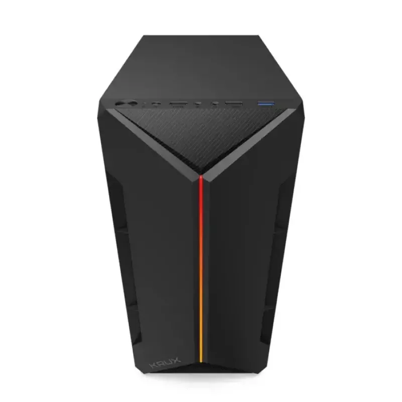 Obudowa PC KRUX Astro Cube Czarny — obudowa cube, obsługuje micro ATX/mini‑ITX, 1×3,5 cala + 2×2,5 cala wnęki, okno boczne, maks. zasilacz 28 cm, maks. wysokość chłodzenia 136 mm