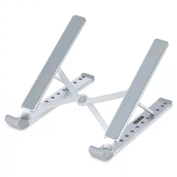 StarTech.com Składana podstawa pod laptopa, przenośna podstawa ergonomiczna z regulacją wysokości, wentylowana rama aluminiowa, obsługa 10 kg, podstawa pod laptop/tablet z opcją pochylenia/podniesienia/odchylenia, składana konstrukcja
