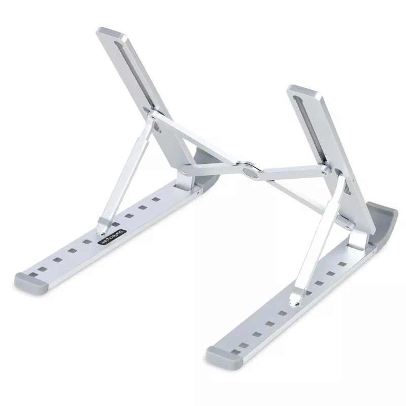 StarTech.com Składana podstawa pod laptopa, przenośna podstawa ergonomiczna z regulacją wysokości, wentylowana rama aluminiowa, obsługa 10 kg, podstawa pod laptop/tablet z opcją pochylenia/podniesienia/odchylenia, składana konstrukcja