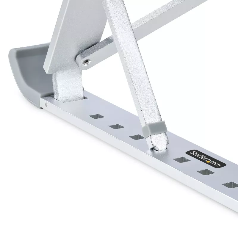 StarTech.com Składana podstawa pod laptopa, przenośna podstawa ergonomiczna z regulacją wysokości, wentylowana rama aluminiowa, obsługa 10 kg, podstawa pod laptop/tablet z opcją pochylenia/podniesienia/odchylenia, składana konstrukcja