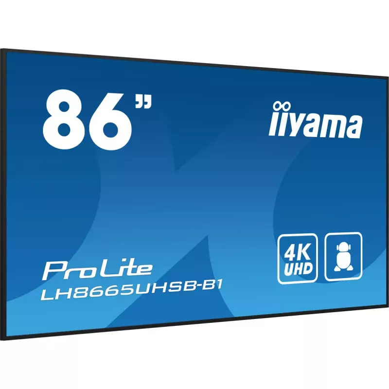 iiyama LH8665UHSB-B1 Wyświetlacz reklamowy Kiosk design 2.18 m (86 cali) LED Wi-Fi 800 cd/m² 4K Ultra HD Czarny Wbudowany procesor Android 11 24/7