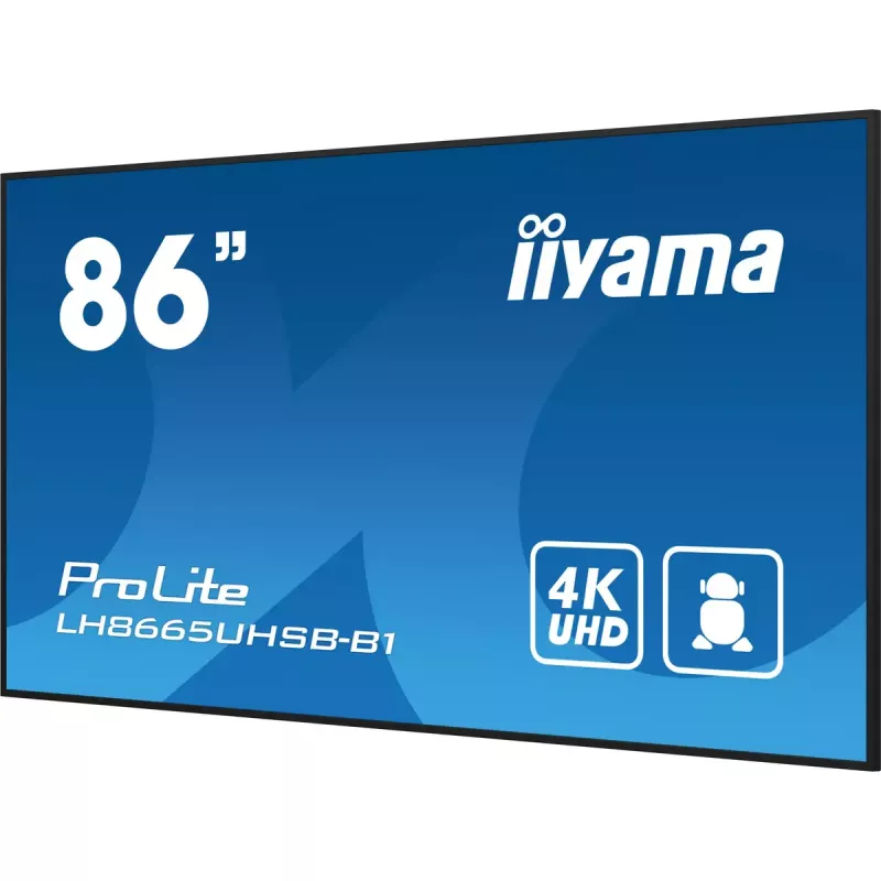 iiyama LH8665UHSB-B1 Wyświetlacz reklamowy Kiosk design 2.18 m (86 cali) LED Wi-Fi 800 cd/m² 4K Ultra HD Czarny Wbudowany procesor Android 11 24/7
