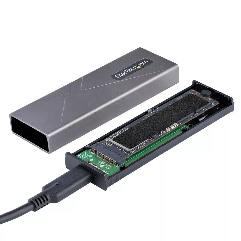 StarTech.com USB-C 10Gbps na obudowę SSD M.2 NVMe lub M.2 SATA - Beznarzędziowa zewnętrzna aluminiowa obudowa M.2 PCIe/SATA NGFF SSD - Kable hosta USB Type-C i A - Obsługuje 2230/2242/2260/2280
