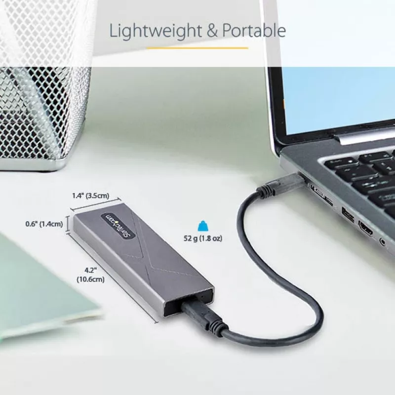StarTech.com USB-C 10Gbps na obudowę SSD M.2 NVMe lub M.2 SATA - Beznarzędziowa zewnętrzna aluminiowa obudowa M.2 PCIe/SATA NGFF SSD - Kable hosta USB Type-C i A - Obsługuje 2230/2242/2260/2280