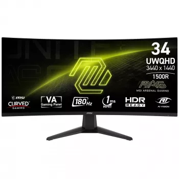 Monitor komputerowy MSI MAG 346CQ 86,4 cm (34 cale) 3440 x 1440 pikseli UltraWide Dual Quad HD LCD Czarny