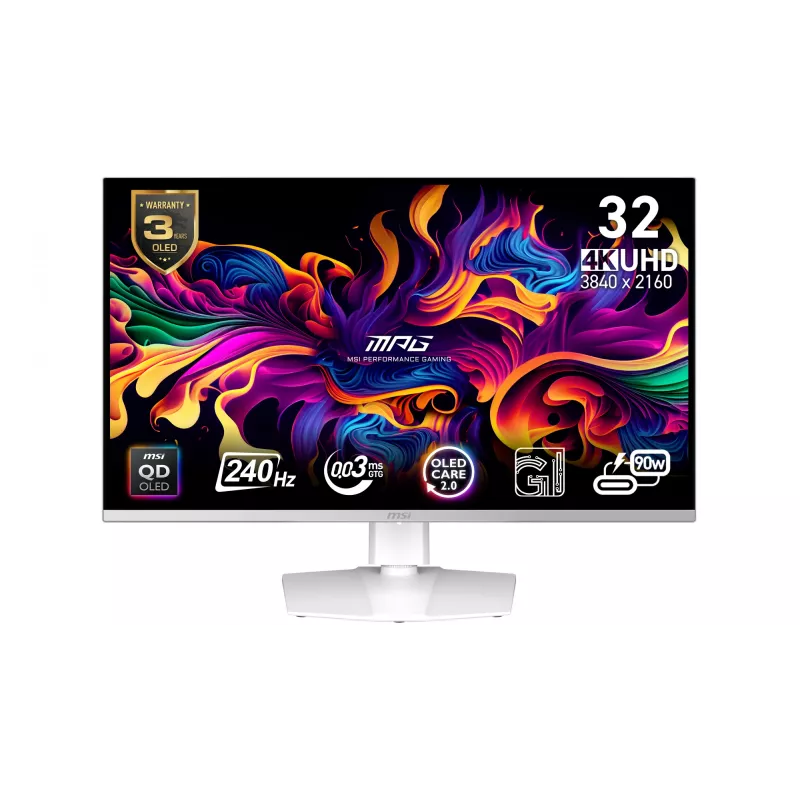 Monitor komputerowy MSI MPG 321URXW QD-OLED 80 cm (31,5 cala) 3840 x 2160 pikseli 4K Ultra HD Biały