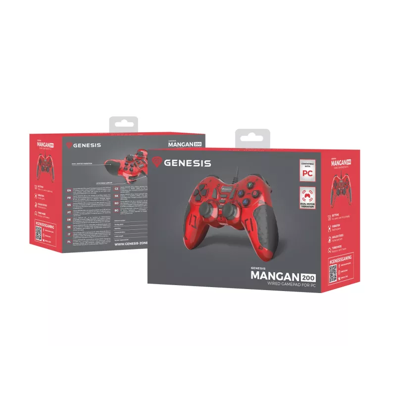 GENESIS MANGAN 200 Czerwony Gamepad USB 2.0 Analogowy / Cyfrowy PC