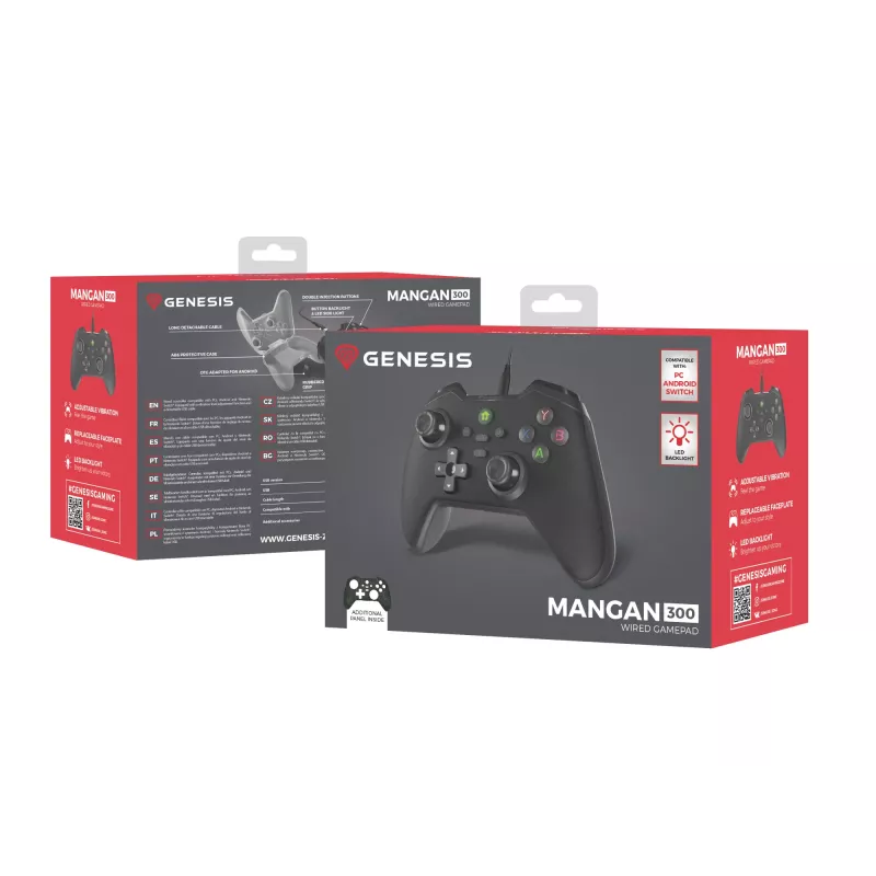 GENESIS Mangan 300 Czarny USB Gamepad Analogowy / Cyfrowy Android, Nintendo Switch, PC