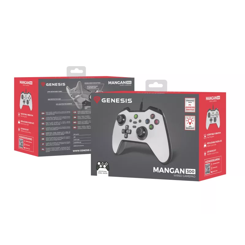 GENESIS Mangan 300 Biały Gamepad USB Analogowy / Cyfrowy Android, Nintendo Switch, PC
