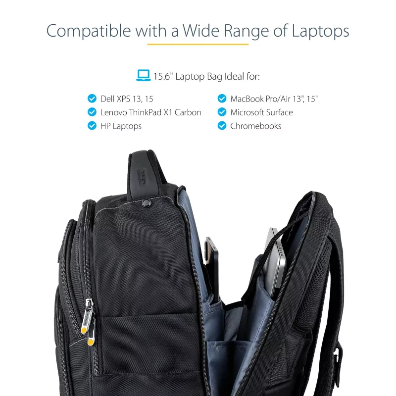 StarTech.com Plecak na laptopa 15,6 cala z wyjmowanym organizerem na akcesoria - Profesjonalny plecak IT dla techników do pracy/podróży/dojazdów - Ergonomiczna torba na komputer - Wytrzymały nylon balistyczny - Kieszenie na notebook/tablet