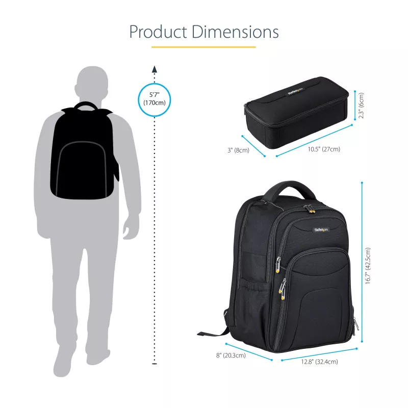 StarTech.com Plecak na laptopa 15,6 cala z wyjmowanym organizerem na akcesoria - Profesjonalny plecak IT dla techników do pracy/podróży/dojazdów - Ergonomiczna torba na komputer - Wytrzymały nylon balistyczny - Kieszenie na notebook/tablet
