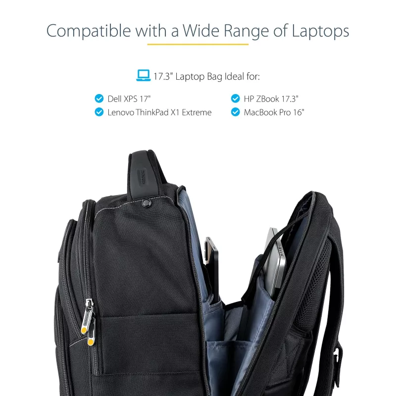 Plecak na laptopa 17,3 cala StarTech.com z wyjmowaną kasetą na akcesoria – Profesjonalny plecak IT technika do pracy, podróży, dojazdów – Ergonomiczna torba na komputer – Wytrzymały nylon balistyczny – Kieszenie na notebook/tablet