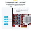 StarTech.com 4-Portowa karta PCIe USB Type-C, USB 3.2 10Gbps, karta rozszerzeń USB-C PCI Express, 4 niezależne kontrolery USB, Windows/Linux/macOS, zgodność z TAA