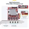 StarTech.com 4-Portowa karta PCIe USB Type-C, USB 3.2 10Gbps, karta rozszerzeń USB-C PCI Express, 4 niezależne kontrolery USB, Windows/Linux/macOS, zgodność z TAA