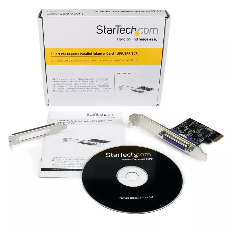StarTech.com 1-portowa karta PCIe równoległa - adapter PCI Express na DB25 - kontroler LPT do rozbudowy komputera stacjonarnego dla drukarek, skanerów i ploterów - SPP/ECP - standardowy/niskoprofilowy