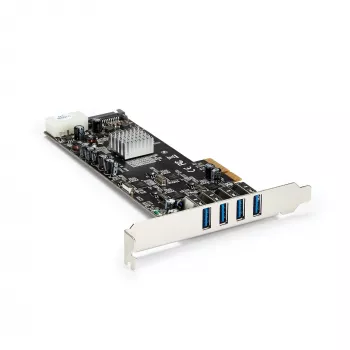 Karta PCIe StarTech.com z 4 portami USB 3.0 i 4 dedykowanymi kanałami 5 Gb/s (USB 3.1 Gen 1) - UASP - zasilanie SATA / LP4 - karta adaptera PCI Express