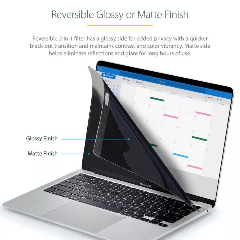 Filtr prywatności do laptopa StarTech.com dla 13-calowego MacBooka Pro i MacBooka Air – magnetyczny, zdejmowany filtr bezpieczeństwa – ochrona ekranu redukująca niebieskie światło 16:10 – matowa/błyszcząca – kąt ±30°