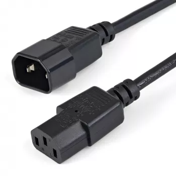StarTech.com 1m (3ft) Przedłużacz zasilający, C14 na C13, 10A 125V, 18AWG, Przedłużacz do kabla zasilającego komputera, IEC-320-C14 na IEC-320-C13 Kabel zasilający AC do zasilacza, na liście UL