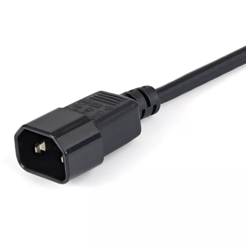 StarTech.com 1m (3ft) Przedłużacz zasilający, C14 na C13, 10A 125V, 18AWG, Przedłużacz do kabla zasilającego komputera, IEC-320-C14 na IEC-320-C13 Kabel zasilający AC do zasilacza, na liście UL