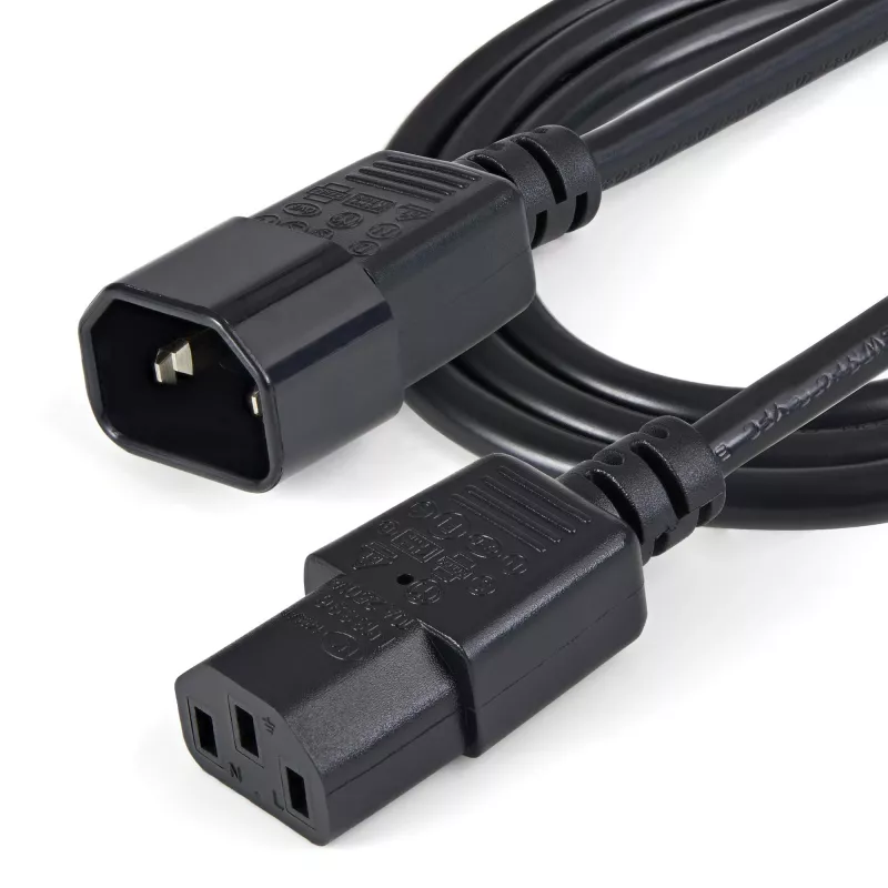StarTech.com 1m (3ft) Przedłużacz zasilający, C14 na C13, 10A 125V, 18AWG, Przedłużacz do kabla zasilającego komputera, IEC-320-C14 na IEC-320-C13 Kabel zasilający AC do zasilacza, na liście UL