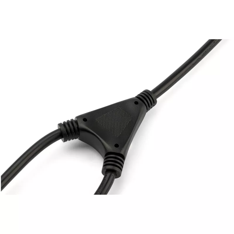 StarTech.com Przewód zasilający Y do komputera, 2 m, 18AWG, EU Schuko na 2x C13, 10 A 250 V, czarny zamienny przewód zasilający AC, kabel zasilający do drukarki, kabel do zasilacza PC, kabel zasilający do monitora – z listą UL