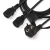 StarTech.com Przewód zasilający Y do komputera, 2 m, 18AWG, EU Schuko na 2x C13, 10 A 250 V, czarny zamienny przewód zasilający AC, kabel zasilający do drukarki, kabel do zasilacza PC, kabel zasilający do monitora – z listą UL