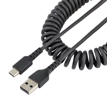 Kabel do ładowania StarTech.com 1m USB A na USB C, zwijany, wytrzymały, szybkie ładowanie i synchronizacja, wysokiej jakości kabel USB 2.0 A na USB Type-C, wzmocniony włóknem aramidowym, trwały kabel męsko-męski USB