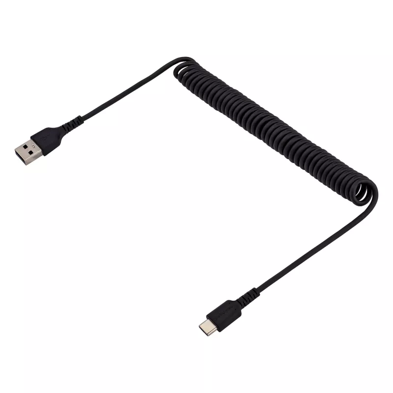 Kabel do ładowania StarTech.com 1m USB A na USB C, zwijany, wytrzymały, szybkie ładowanie i synchronizacja, wysokiej jakości kabel USB 2.0 A na USB Type-C, wzmocniony włóknem aramidowym, trwały kabel męsko-męski USB
