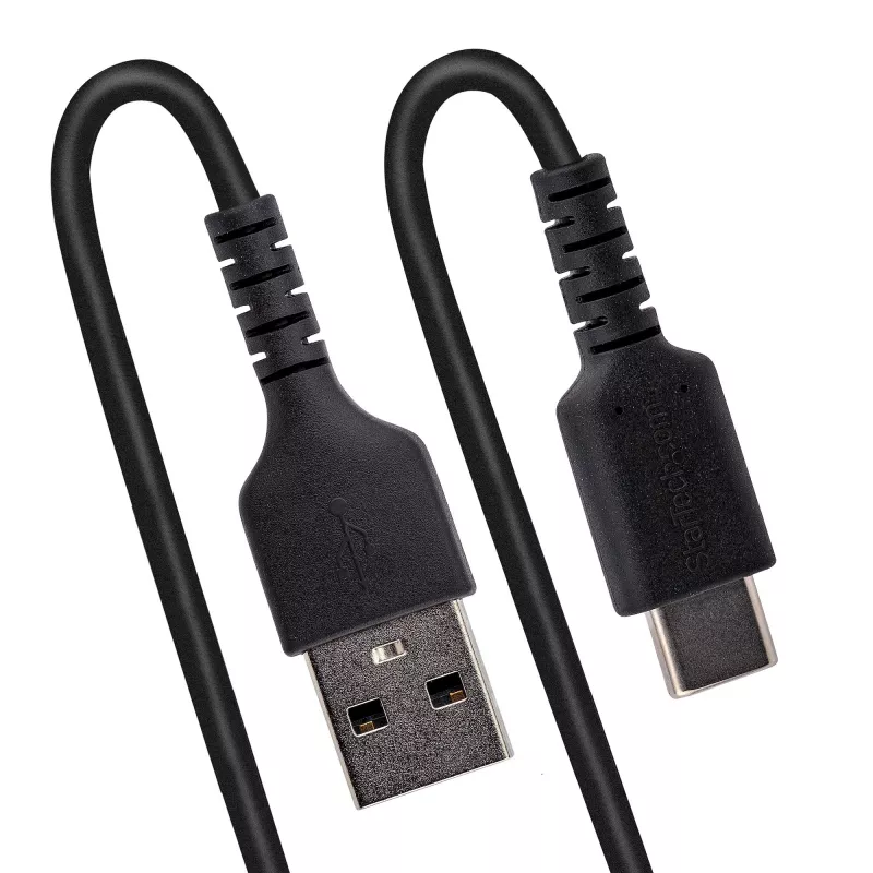 Kabel do ładowania StarTech.com 1m USB A na USB C, zwijany, wytrzymały, szybkie ładowanie i synchronizacja, wysokiej jakości kabel USB 2.0 A na USB Type-C, wzmocniony włóknem aramidowym, trwały kabel męsko-męski USB