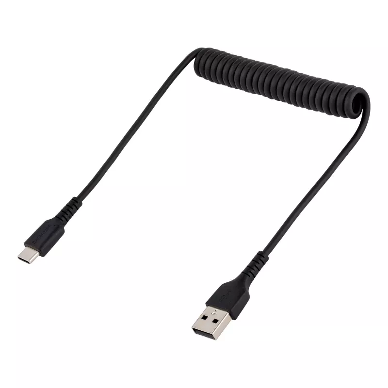 StarTech.com Kabel do ładowania USB A na C o długości 20 cali (50 cm), zwijany, wytrzymały, szybkie ładowanie i synchronizacja, wysokiej jakości kabel USB 2.0 A na USB Type-C, wzmocniony włóknem aramidowym, trwały kabel męski na męski