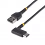 StarTech.com 2 m kabel USB-A na USB-C do ładowania, kątowy - Wytrzymały kabel USB-C do szybkiego ładowania - Czarny USB 2.0 A na Type-C - Wzmocniony włóknem aramidowym - 3 A - przewód do ładowania USB