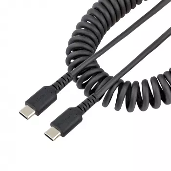 StarTech.com Kabel ładujący USB-C o długości 3 stóp (1 m), skręcony, wytrzymały, szybkie ładowanie i synchronizacja, kabel USB 2.0 Typ-C, wytrzymały z włóknem aramidowym, trwały kabel męsko-męski USB, czarny