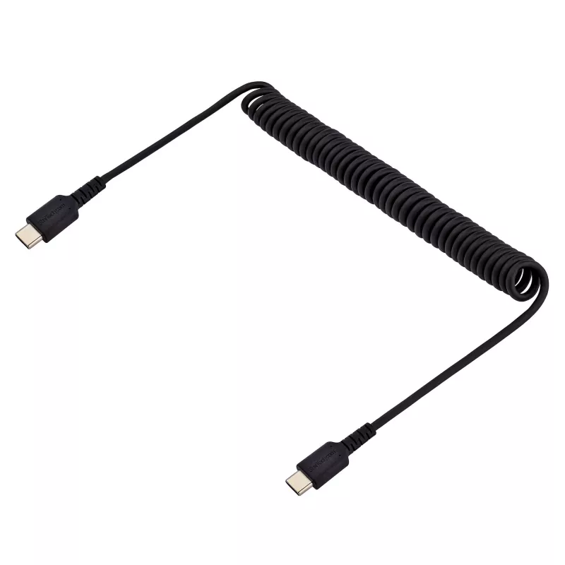 StarTech.com Kabel ładujący USB-C o długości 3 stóp (1 m), skręcony, wytrzymały, szybkie ładowanie i synchronizacja, kabel USB 2.0 Typ-C, wytrzymały z włóknem aramidowym, trwały kabel męsko-męski USB, czarny