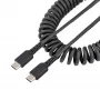 StarTech.com 20in (50cm) USB C Kabel do ładowania, zwijany, wytrzymały, szybkie ładowanie i synchronizacja, kabel USB-C, USB 2.0 Type-C, wzmocniony włóknem aramidowym, trwały kabel męski na męski USB, czarny