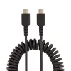 StarTech.com 20in (50cm) USB C Kabel do ładowania, zwijany, wytrzymały, szybkie ładowanie i synchronizacja, kabel USB-C, USB 2.0 Type-C, wzmocniony włóknem aramidowym, trwały kabel męski na męski USB, czarny