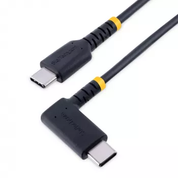 StarTech.com 3ft (1m) kabel ładujący USB-C z kątownikiem – 60W PD 3A – wytrzymały kabel szybkiego ładowania USB-C – czarny USB 2.0 Type-C – wzmocniony włóknem aramidowym – przewód ładujący USB