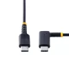 StarTech.com 1,8 m (6ft) Kabel ładujący USB C kątowy - 60W PD 3A - Wytrzymały kabel USB-C szybkiego ładowania - Czarny USB 2.0 Type-C - Wzmocniony włóknem aramidowym - Przewód ładujący USB