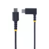 StarTech.com Przewód ładujący USB C 0,3 m (1 ft) pod kątem prostym – 60W PD 3A – Wytrzymały kabel USB-C do szybkiego ładowania – Czarny USB 2.0 Type-C – Wzmocniony włóknem aramidowym – Przewód do ładowania USB