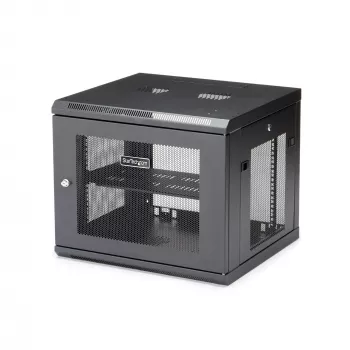 StarTech.com 4-słupkowa 9U szafka sieciowa do montażu ściennego z półką 1U, 19-calowy stojak serwerowy do montażu na ścianie do sprzętu danych / AV / elektronicznego / komputerowego, mała wentylowana obudowa rack