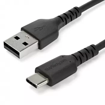 StarTech.com 1m USB A na USB C kabel do ładowania – Wytrzymały szybkie ładowanie i synchronizacja USB 2.0 na USB-C przewód danych – Solidny płaszcz TPE z włóknem aramidowym M/M 3A czarny – Samsung S10, iPad Pro, Pixel