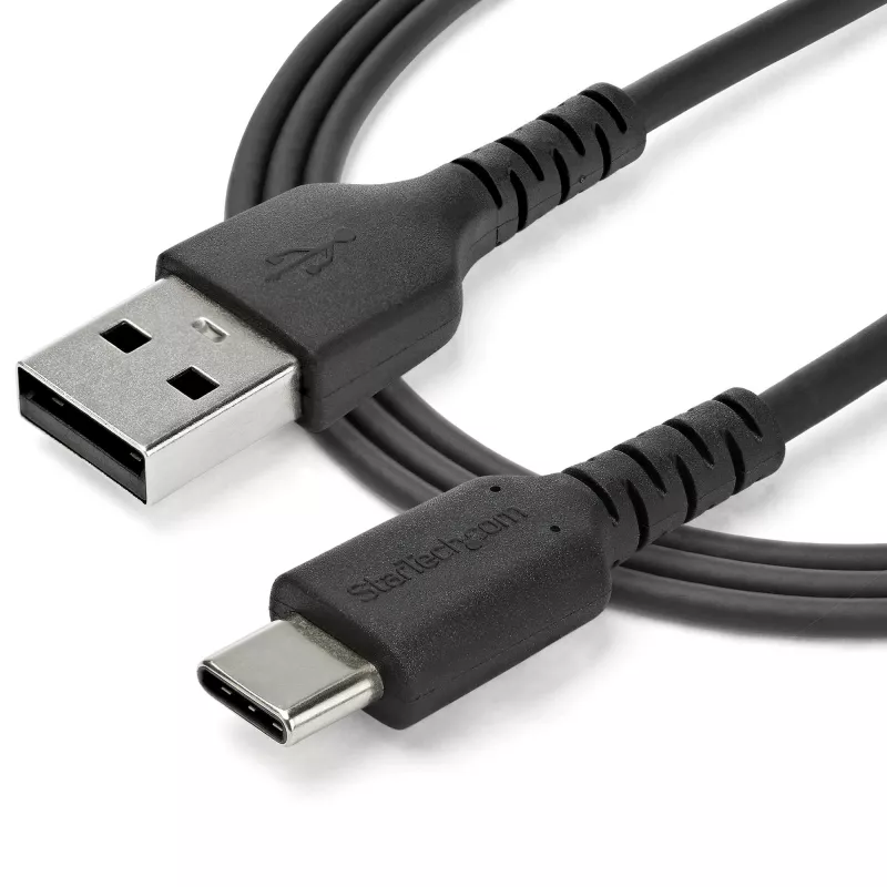 StarTech.com 2m kabel ładujący USB A na USB C - Wytrzymały szybkie ładowanie i synchronizacja USB 2.0 na USB Type C - Wzmocniony kabel M/M 3A czarny - Samsung S10, iPad Pro, Pixel