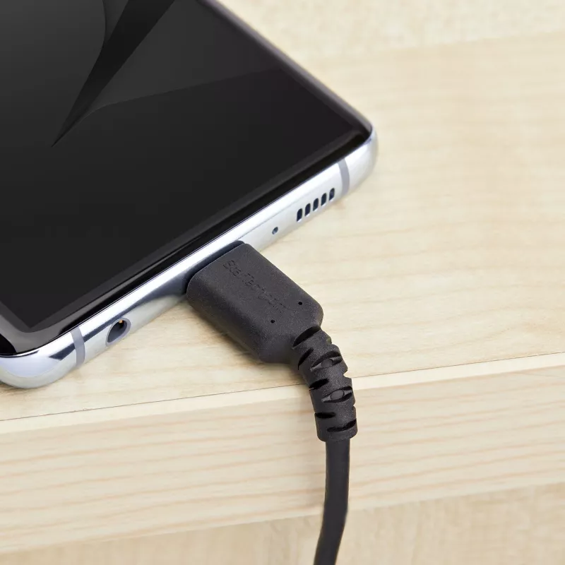 StarTech.com 2m kabel ładujący USB A na USB C - Wytrzymały szybkie ładowanie i synchronizacja USB 2.0 na USB Type C - Wzmocniony kabel M/M 3A czarny - Samsung S10, iPad Pro, Pixel