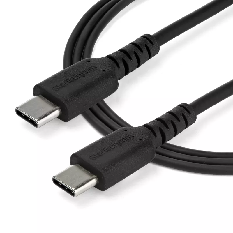 StarTech.com 1m kabel ładujący USB C - Wytrzymały szybkie ładowanie i synchronizacja USB 2.0 Type C do USB C przewód do ładowania laptopa - Osłona TPE włókno aramidowe M/M 60W Czarny - Samsung S10 S20 iPad Pro MS Surface