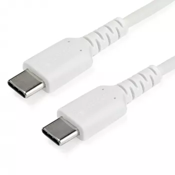 StarTech.com 2m kabel ładujący USB C – Trwały szybkie ładowanie i synchronizacja USB 2.0 Type C do USB C przewód do ładowania laptopa – Osłona TPE Włókno aramidowe M/M 60W Biały – Samsung S10 S20 iPad Pro MS Surface
