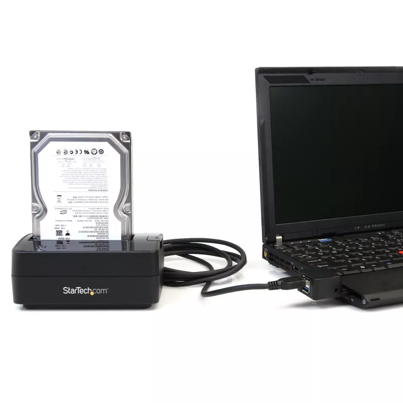 Stacja dokująca StarTech.com Single Bay USB 3.0 do SATA, dok do dysków twardych USB 3.0 (5 Gb/s), zewnętrzna stacja dokująca 2.5/3.5 cala SATA I/II/III HDD/SSD, zatoka na dysk twardy ładowana od góry