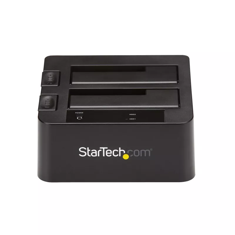 StarTech.com Stacja dokująca dwukieszeniowa USB 3.2 Gen 2 do SATA, USB 10 Gb/s, zewnętrzna do dysków 2,5/3,5 inch SATA I/II/III SSD/HDD, Hot-Swap, górne ładowanie