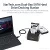 StarTech.com Stacja dokująca dwukieszeniowa USB 3.2 Gen 2 do SATA, USB 10 Gb/s, zewnętrzna do dysków 2,5/3,5 inch SATA I/II/III SSD/HDD, Hot-Swap, górne ładowanie