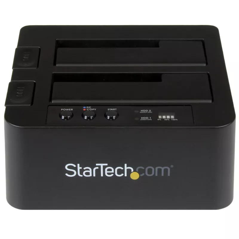 StarTech.com Samodzielny duplikator dysków twardych, dwukieszeniowy kloner/kopiarka HDD/SSD, stacja dokująca USB 3.1 (10 Gb/s) do SATA III HDD/SSD, stacja dokująca do kopiowania dysków twardych, kloner dysków twardych